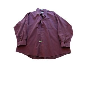 pronto uomo dress shirt Size 19 34/35 Long Sleeve Purple 100% Cotton
